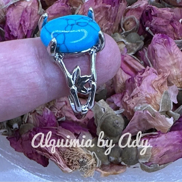 Turquoise Victorian ring in silver/protection and peace healing crystal - Picture 2 of 8